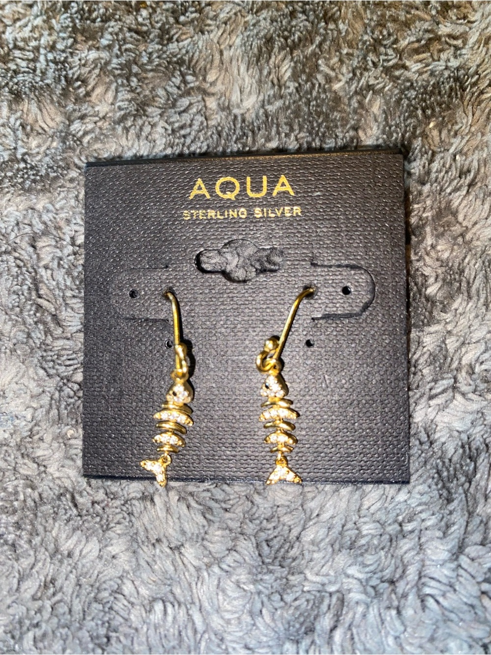 Aqua Sterling Silver Gold-tone Fish Spiral Drop Earrings $55
